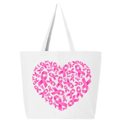 Breast Cancer Pink Ribbon Heart 25L Jumbo Tote