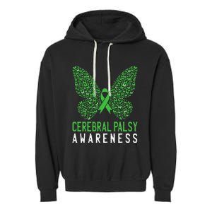 Butterfly Cerebral Palsy Awareness CP Green Ribbon Support Garment-Dyed Fleece Hoodie