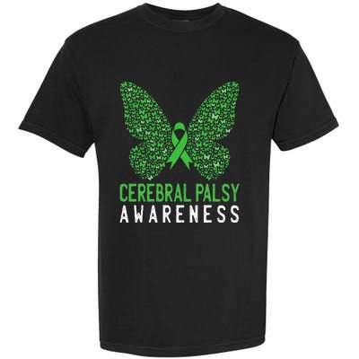 Butterfly Cerebral Palsy Awareness CP Green Ribbon Support Garment-Dyed Heavyweight T-Shirt