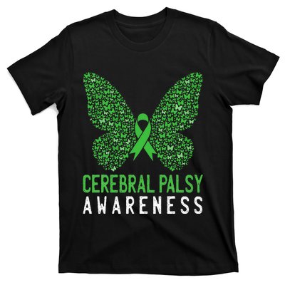 Butterfly Cerebral Palsy Awareness CP Green Ribbon Support T-Shirt