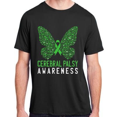 Butterfly Cerebral Palsy Awareness CP Green Ribbon Support Adult ChromaSoft Performance T-Shirt