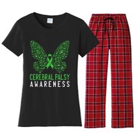 Butterfly Cerebral Palsy Awareness CP Green Ribbon Support Women's Flannel Pajama Set