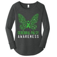 Butterfly Cerebral Palsy Awareness CP Green Ribbon Support Women's Perfect Tri Tunic Long Sleeve Shirt