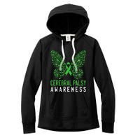 Butterfly Cerebral Palsy Awareness CP Green Ribbon Support Women's Fleece Hoodie