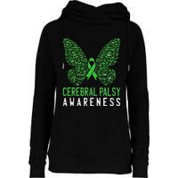 Butterfly Cerebral Palsy Awareness CP Green Ribbon Support Womens Funnel Neck Pullover Hood