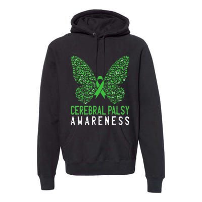 Butterfly Cerebral Palsy Awareness CP Green Ribbon Support Premium Hoodie