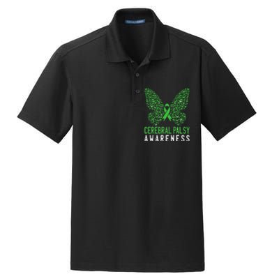 Butterfly Cerebral Palsy Awareness CP Green Ribbon Support Dry Zone Grid Polo