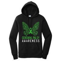 Butterfly Cerebral Palsy Awareness CP Green Ribbon Support Women's Pullover Hoodie