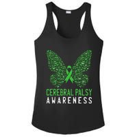 Butterfly Cerebral Palsy Awareness CP Green Ribbon Support Ladies PosiCharge Competitor Racerback Tank