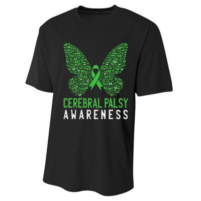 Butterfly Cerebral Palsy Awareness CP Green Ribbon Support Performance Sprint T-Shirt