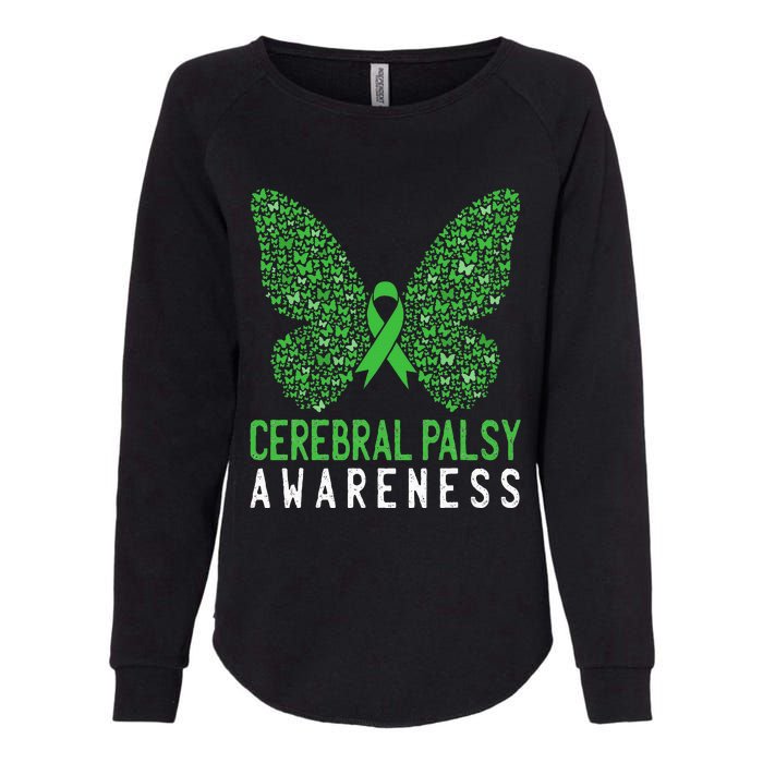 Butterfly Cerebral Palsy Awareness CP Green Ribbon Support Womens California Wash Sweatshirt