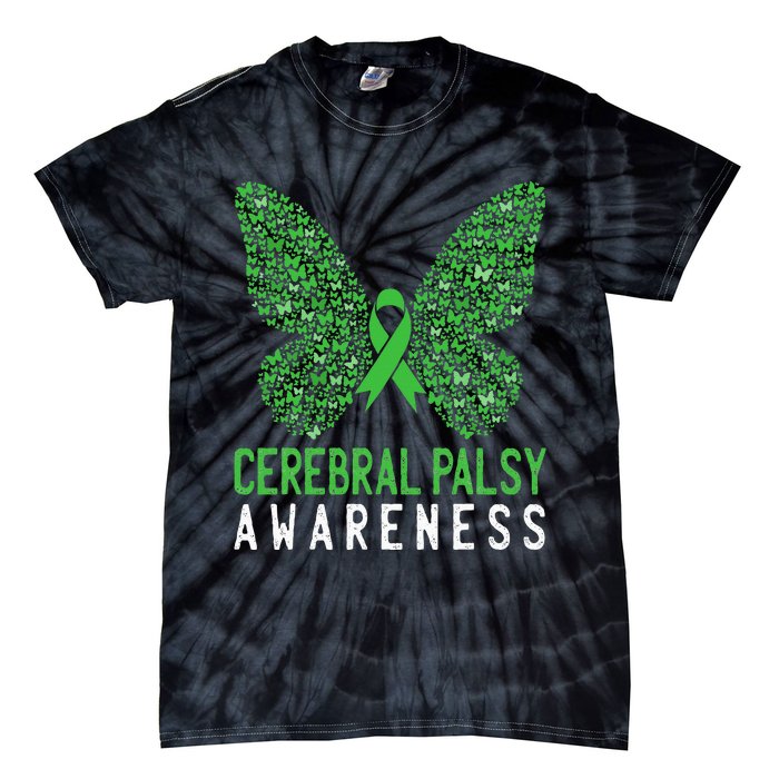 Butterfly Cerebral Palsy Awareness CP Green Ribbon Support Tie-Dye T-Shirt