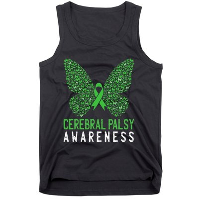 Butterfly Cerebral Palsy Awareness CP Green Ribbon Support Tank Top