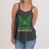 Butterfly Cerebral Palsy Awareness CP Green Ribbon Support Women's Strappy Tank