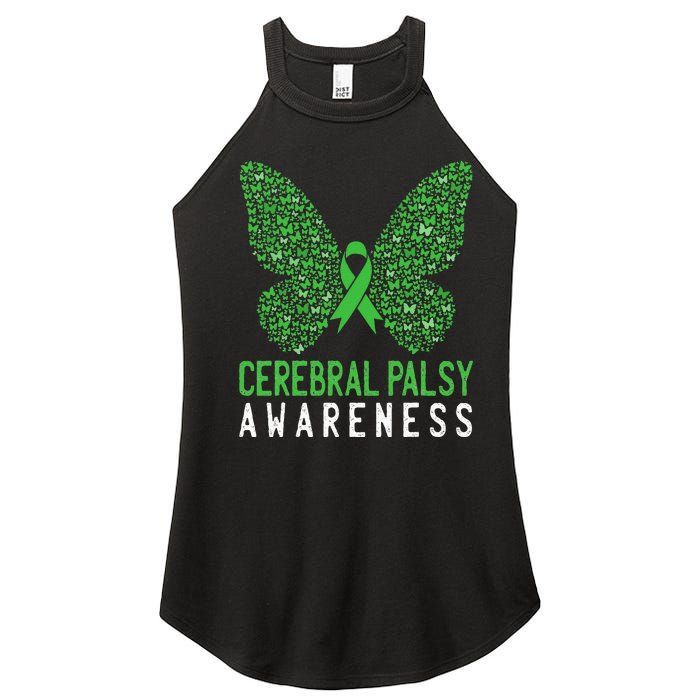 Butterfly Cerebral Palsy Awareness CP Green Ribbon Support Women’s Perfect Tri Rocker Tank