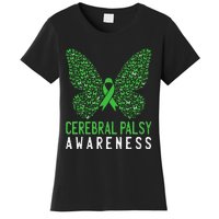 Butterfly Cerebral Palsy Awareness CP Green Ribbon Support Women's T-Shirt