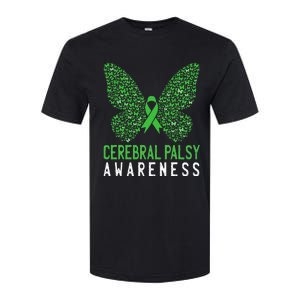 Butterfly Cerebral Palsy Awareness CP Green Ribbon Support Softstyle CVC T-Shirt