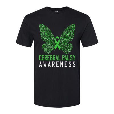 Butterfly Cerebral Palsy Awareness CP Green Ribbon Support Softstyle® CVC T-Shirt