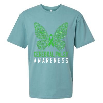 Butterfly Cerebral Palsy Awareness CP Green Ribbon Support Sueded Cloud Jersey T-Shirt