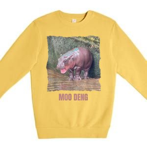 Baby Cute Pygmy Hippo Moo Deng Funny Gift Premium Crewneck Sweatshirt