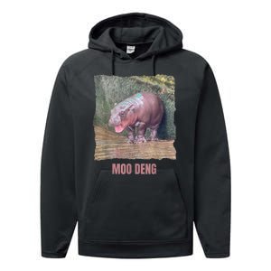 Baby Cute Pygmy Hippo Moo Deng Funny Gift Performance Fleece Hoodie