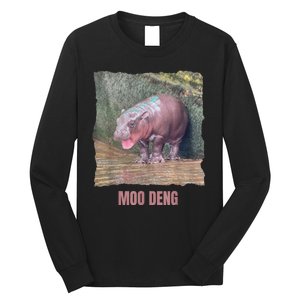 Baby Cute Pygmy Hippo Moo Deng Funny Gift Long Sleeve Shirt