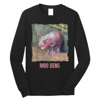 Baby Cute Pygmy Hippo Moo Deng Funny Gift Long Sleeve Shirt