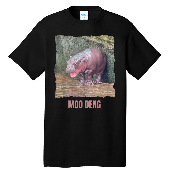 Baby Cute Pygmy Hippo Moo Deng Funny Gift Tall T-Shirt