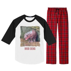 Baby Cute Pygmy Hippo Moo Deng Funny Gift Raglan Sleeve Pajama Set