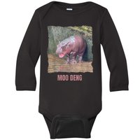 Baby Cute Pygmy Hippo Moo Deng Funny Gift Baby Long Sleeve Bodysuit