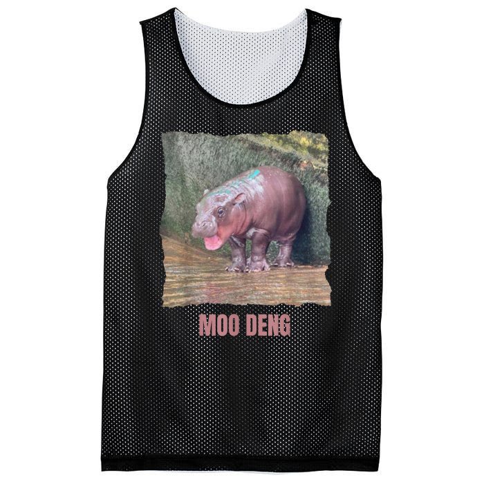 Baby Cute Pygmy Hippo Moo Deng Funny Gift Mesh Reversible Basketball Jersey Tank