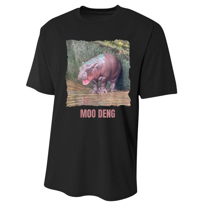 Baby Cute Pygmy Hippo Moo Deng Funny Gift Performance Sprint T-Shirt