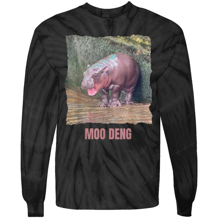 Baby Cute Pygmy Hippo Moo Deng Funny Gift Tie-Dye Long Sleeve Shirt