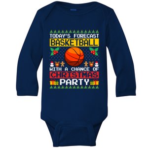 Basketball Christmas Party Basketball Player Xmas Ugly Style Cool Gift Baby Long Sleeve Bodysuit