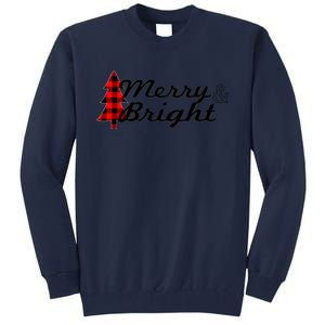 Buffalo Check Plaid Merry And Bright Christmas Holiday Gift Premium Tall Sweatshirt