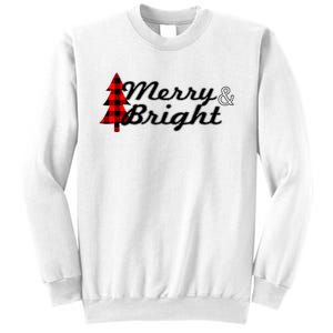 Buffalo Check Plaid Merry And Bright Christmas Holiday Gift Premium Sweatshirt