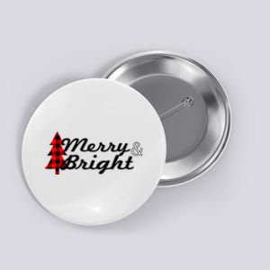 Buffalo Check Plaid Merry And Bright Christmas Holiday Gift Premium Button