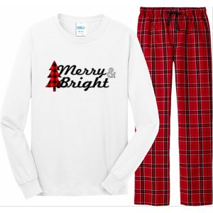 Buffalo Check Plaid Merry And Bright Christmas Holiday Gift Premium Long Sleeve Pajama Set