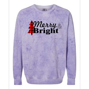 Buffalo Check Plaid Merry And Bright Christmas Holiday Premium Colorblast Crewneck Sweatshirt