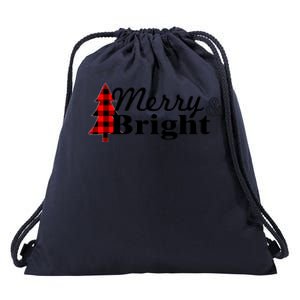 Buffalo Check Plaid Merry And Bright Christmas Holiday Premium Drawstring Bag