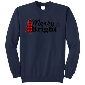 Buffalo Check Plaid Merry And Bright Christmas Holiday Premium Tall Sweatshirt