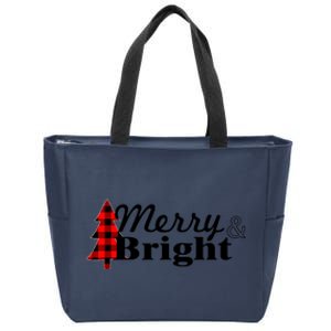 Buffalo Check Plaid Merry And Bright Christmas Holiday Premium Zip Tote Bag