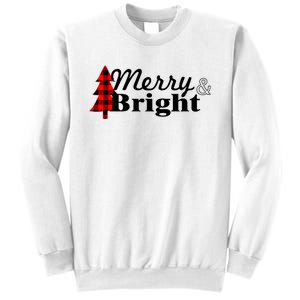 Buffalo Check Plaid Merry And Bright Christmas Holiday Premium Sweatshirt