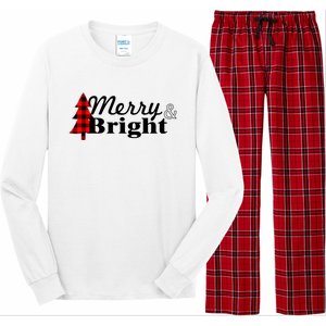 Buffalo Check Plaid Merry And Bright Christmas Holiday Premium Long Sleeve Pajama Set