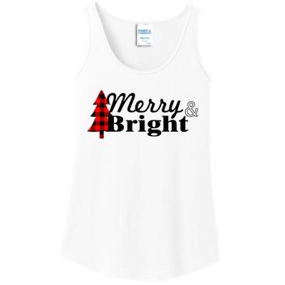 Buffalo Check Plaid Merry And Bright Christmas Holiday Premium Ladies Essential Tank