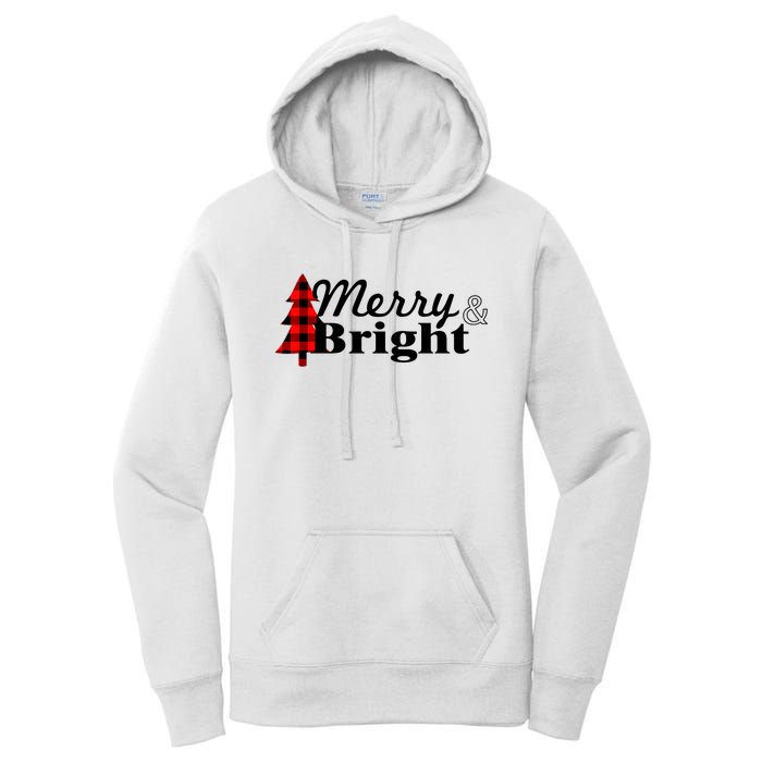 Buffalo Check Plaid Merry And Bright Christmas Holiday Premium Women's Pullover Hoodie