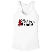 Buffalo Check Plaid Merry And Bright Christmas Holiday Premium Ladies PosiCharge Competitor Racerback Tank