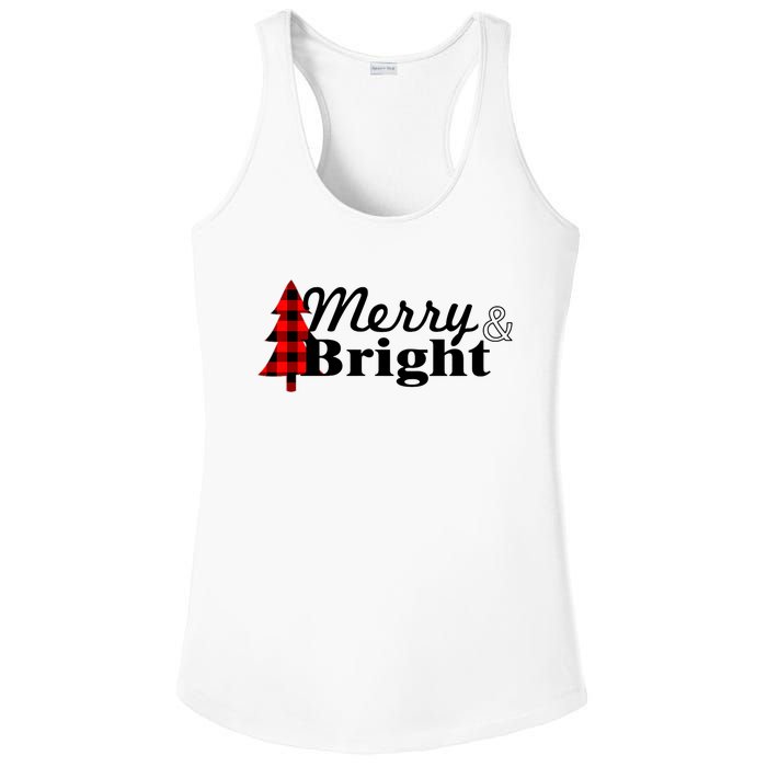 Buffalo Check Plaid Merry And Bright Christmas Holiday Premium Ladies PosiCharge Competitor Racerback Tank