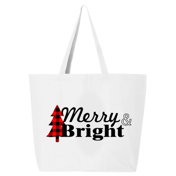 Buffalo Check Plaid Merry And Bright Christmas Holiday Premium 25L Jumbo Tote