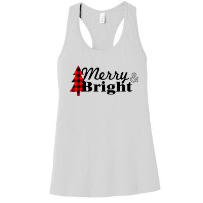 Buffalo Check Plaid Merry And Bright Christmas Holiday Premium Women's Racerback Tank